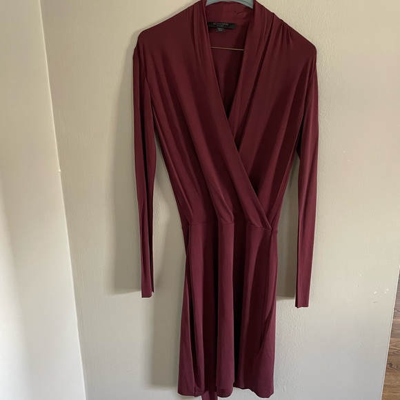 ALL SAINTS tame dress wine burgundy - Picture 2 of 6